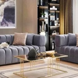 NEW VELVET SOFA AND LOVESEAT! AVAILABLE IN GOLD , BLACK , PINK AND BLUE ! MINAS HOME FURNITURE 