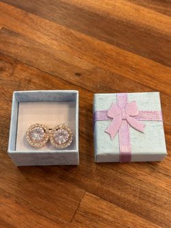Brand New Gorgeous Halo Surround Rose Gold  Earrings. Perfect Christmas Gift! Located in Murray cash/Venmo. Fcfs or hold with Venmo 