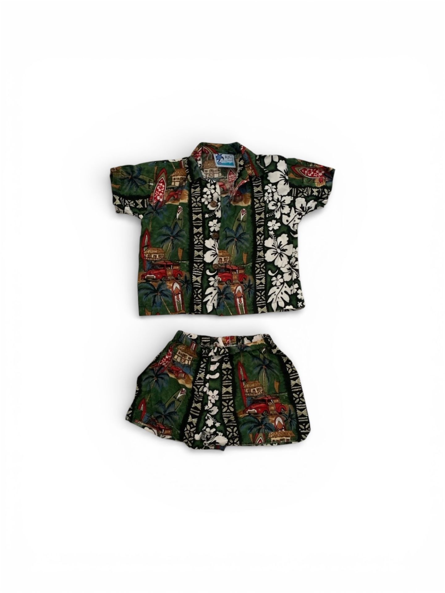 RJC Hawaiian Hawaii Boys Size 24M Camp shirt and shorts set Surfboard Summer