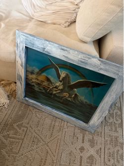 Framed vtg 70s 16x20” Fine Art Pegasus Horse Print Carole Hoss #215 whimsical