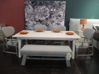 Progressive Miller White 5-Piece Counter Height Dining Set - Table + 4 Chairs
