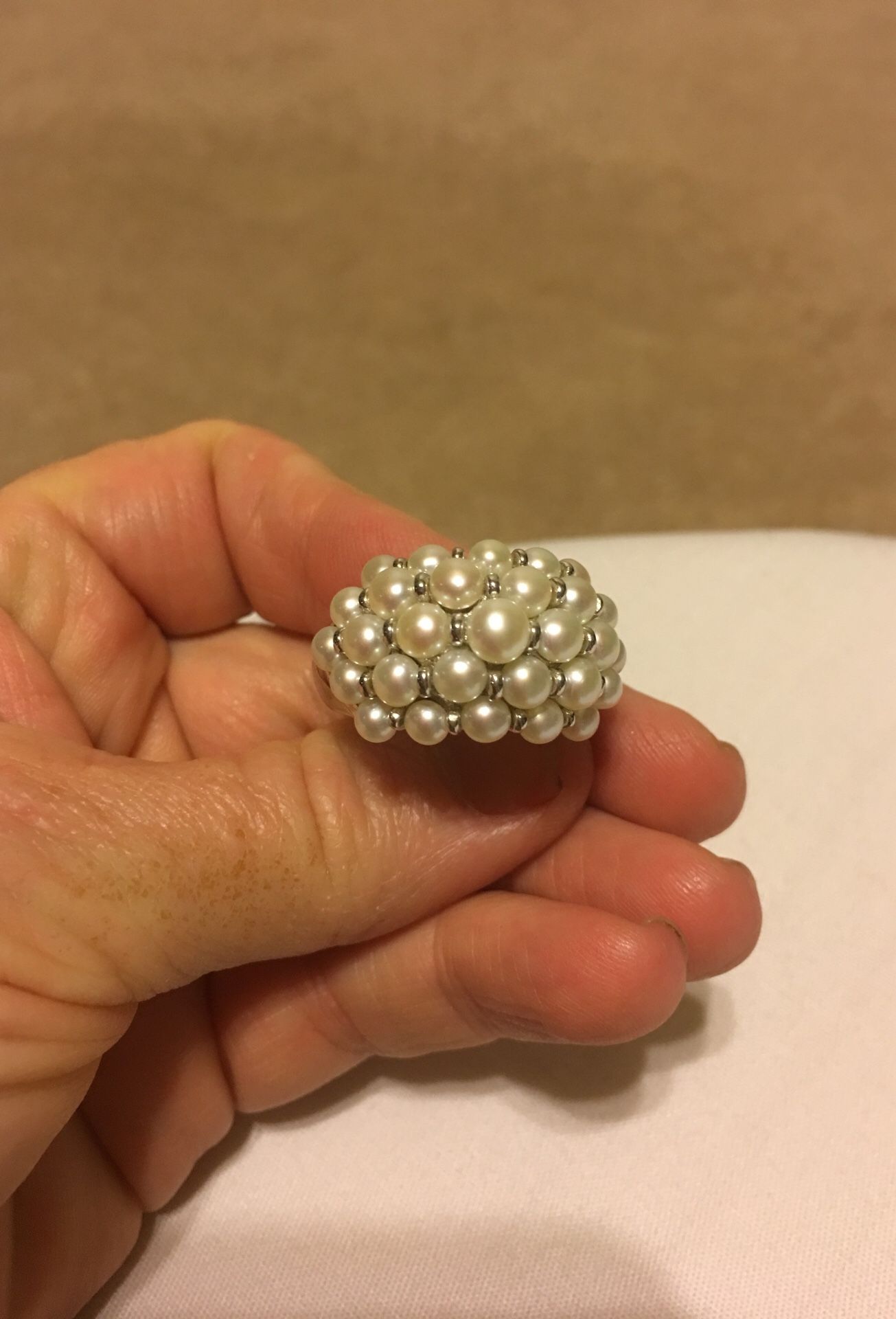 925 silver and pearl ring (size 10)