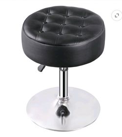 Black Tufted Adjustable Swivel Stool