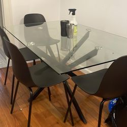 Dining Room Glass Table & 4 Chairs