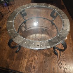 Coffee Table Glass and Granite Combo Like New!