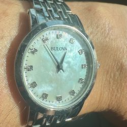 Bulova Women's Dress Diamond-Accent Stainless Steel Bracelet Watch
