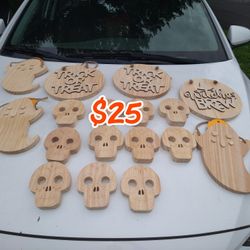 Skull And Halloween Wood Craft Items