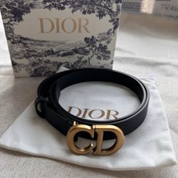 Dior Black Belt with Gold CD Buckle