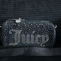 Juicy Couture velvet rhinestone barrel purse