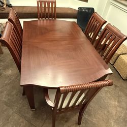 Large cherry solid wood table with leaf