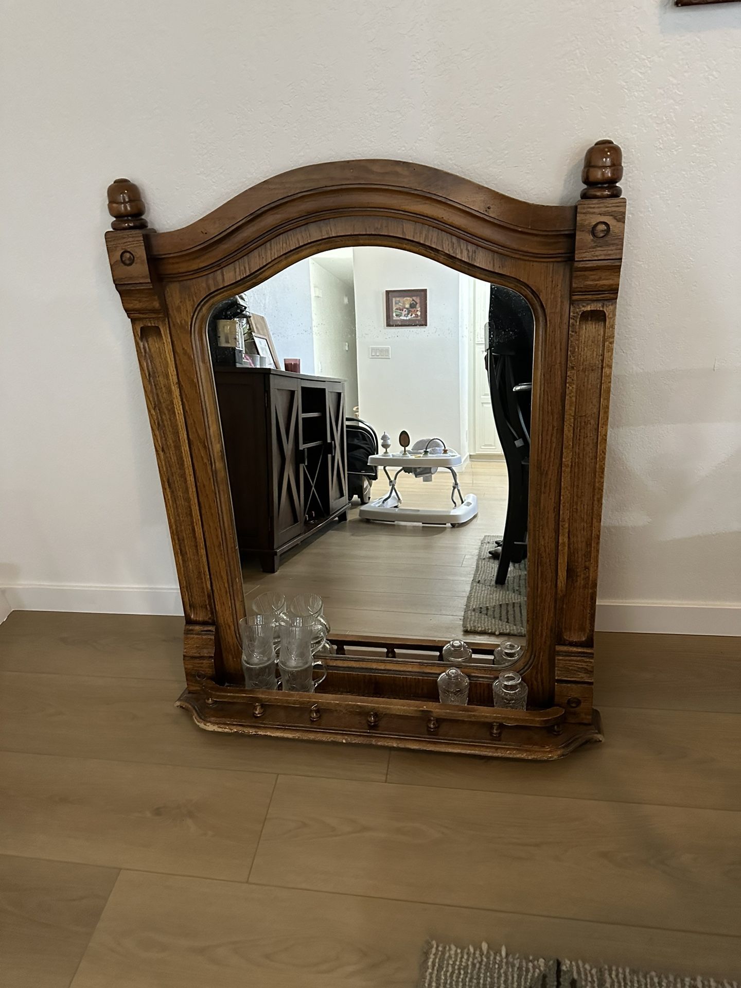 Antique Rustic Mirror With Shelf