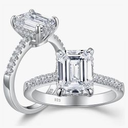 SHELOVES 3 Carat Emerald Cut Engagement Rings AAAAA White Cz 925 Sterling https://offerup.com/redirect/?o=U2lsdmVyLk5FVw== in box.(Size 6)
