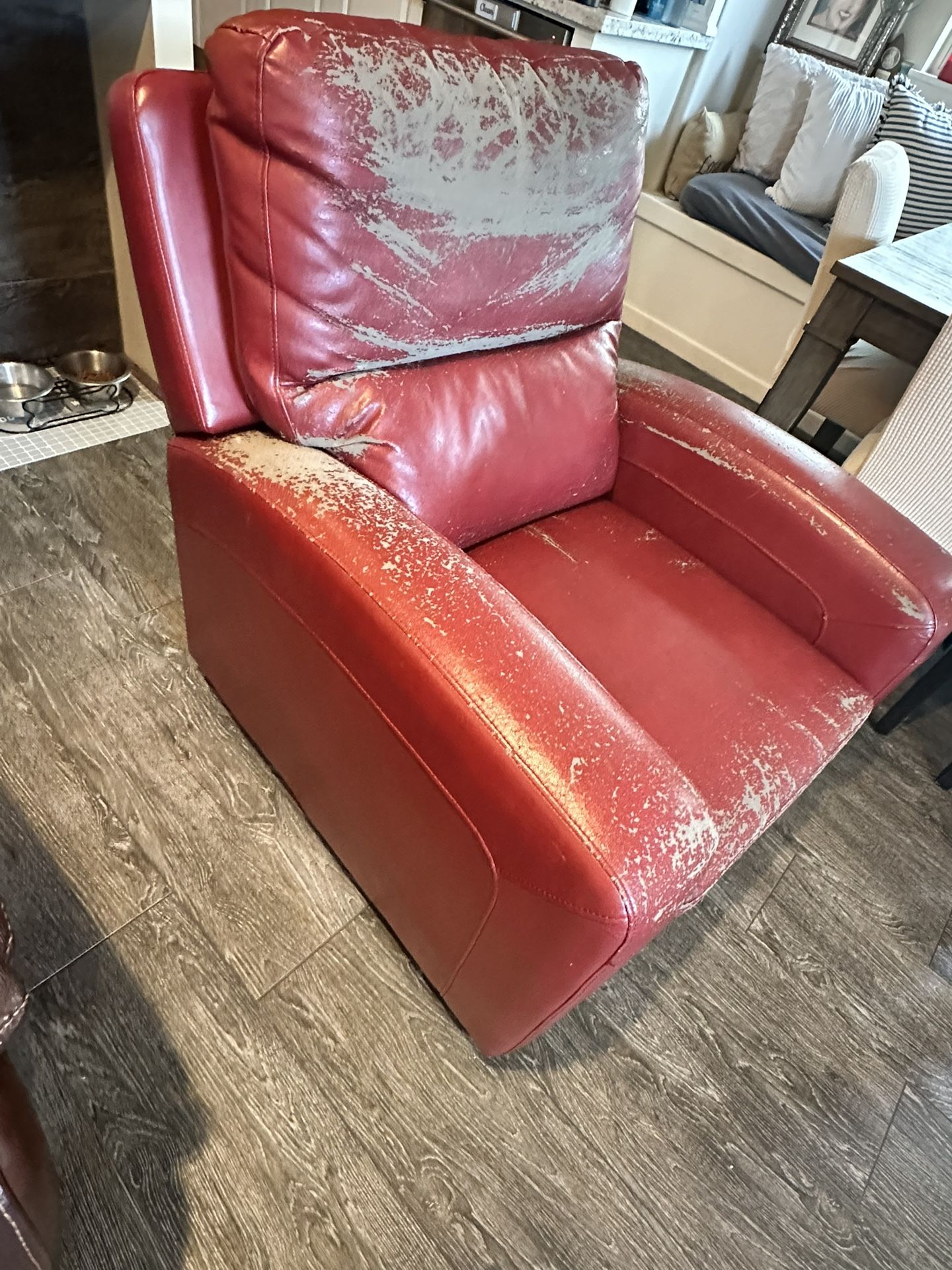 Red Faux Leather Armchair Recliner