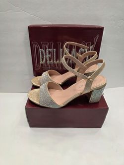 Delicacy Champagne Glitter Block Heel Kally-2  Size 6.5