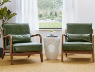 Glitzhome Mid-Century Modern Leatherette Accent Chair