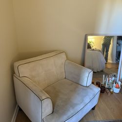 White w/ brown stitching chair