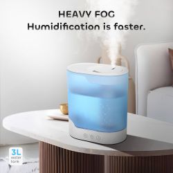 Air Humidifier for Bedroom, 3L Top-Fill Cool Mist Humidifier & Essential Oil Diffuser, Ultra-Quiet <24dB, Smart Humidity Control, Up to 40H Runtime