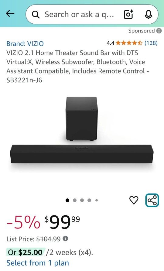 Vizio 38" 2.1 Sound Bar