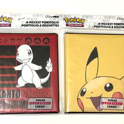 Pokemon Charmander and Pikachu 4 pocket portfolio trading cards binder. 