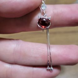 Korean Design Pure Silver Garnet Fox Earrings