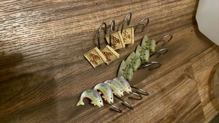 Fishing theme, shower curtain hooks