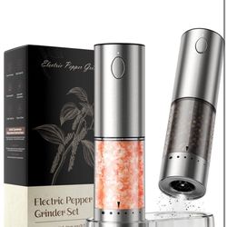 Electric Salt and Pepper Grinder Set – Rechargeable Automatic Salt and Pepper Shaker with 6 Adjustable Coarseness, Large-Capacity Pepper Mill Kitchen 