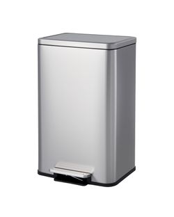 Kitchen Trash Can 13 Gallon Stainless Steel With Soft-Close Lid Foot Pedal Removable Inner Bucket For Living Room Office Bedroom Silver