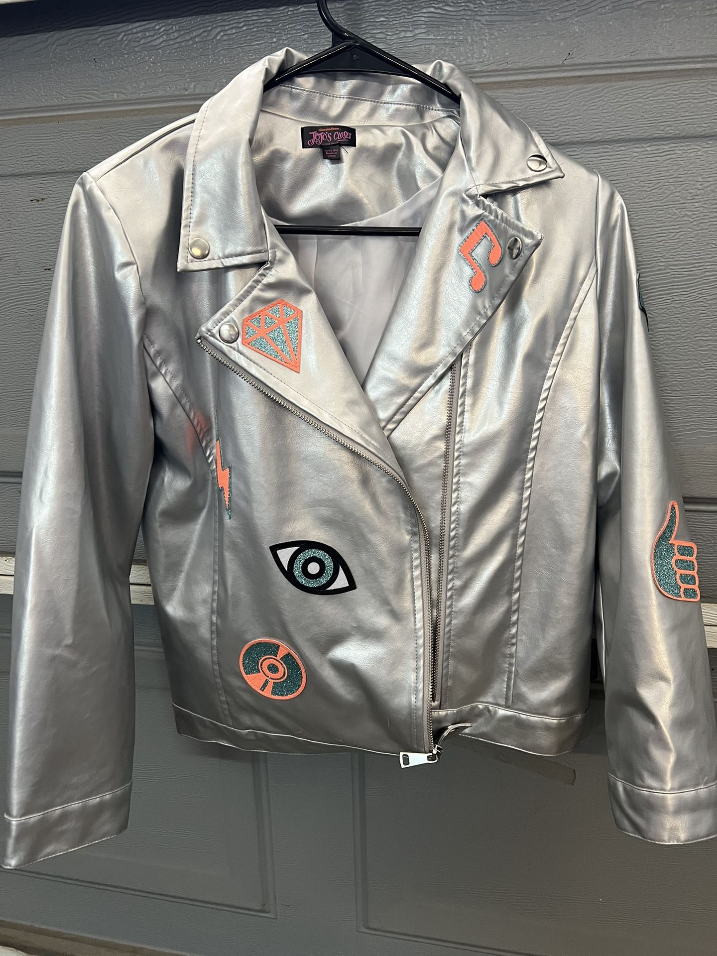 “NEW” JoJo Siwa Silver Motorcycle Faux Leather Jacket