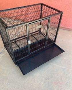 Durable Pet Heavy Duty Kennel Metal Open Top Cage with Floor Grid Casters tray