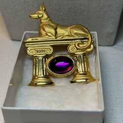 Large Parklane Jonette Jewelry JJ Anubis Dog Egyptian Brooch Pin 