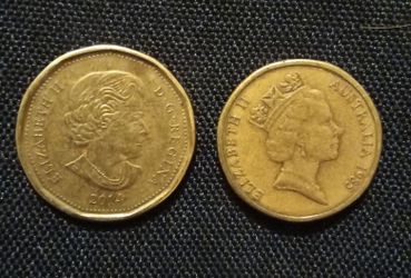 1985 Australian Dollar Coin & 2014 Canadian Dollar Coin