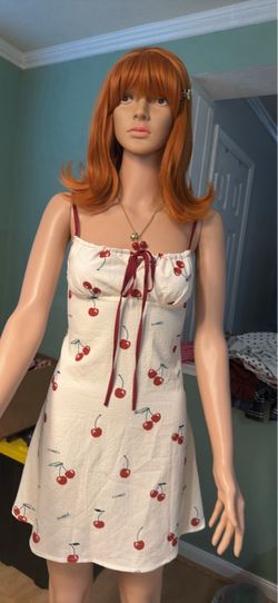 Cherry Print Mini Dress with Tie Front