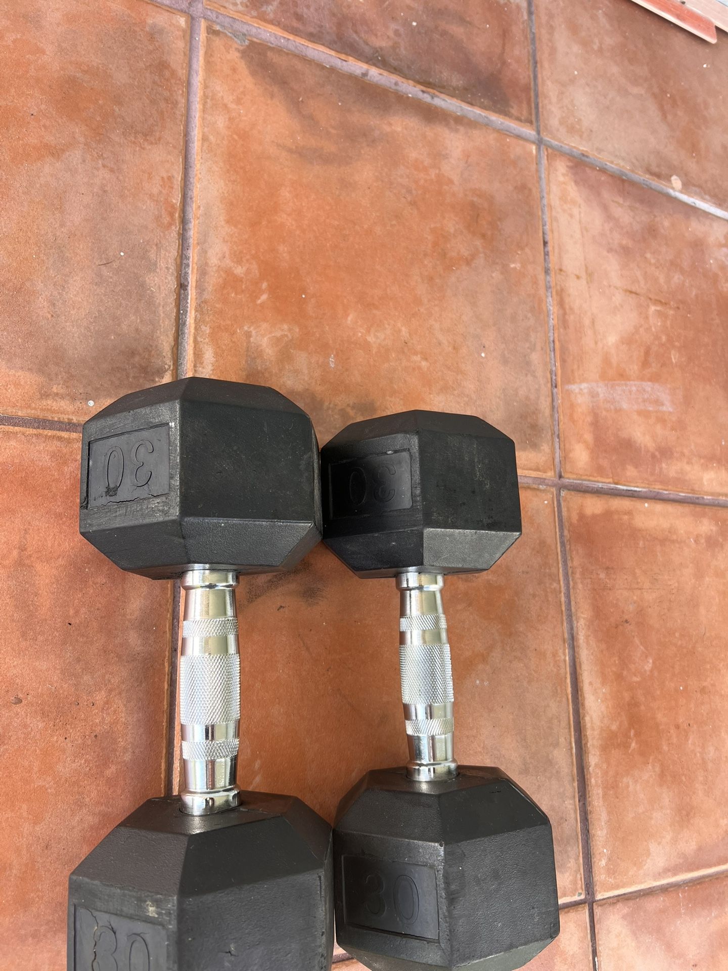 Pair of 30 lb Rubber Hex Dumbbells – Great Condition – $65 (Miami)