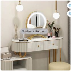 Costway 16" Round Makeup Vanity Mirror 3 Color Dimmable Lights Memory Function Gold