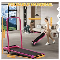 Foldable Walking Pad Treadmill with Handrail – Compact Home Workout