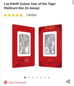 PAMP 1 oz Platinum Bar Lunar Tiger Lunar Series