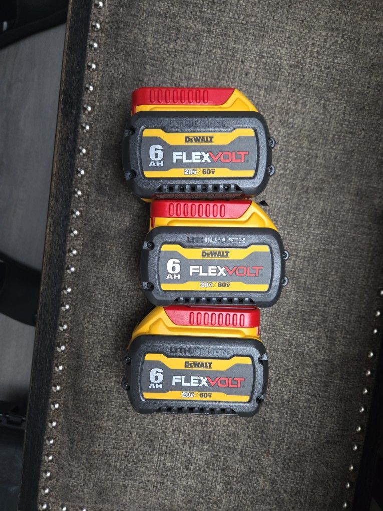 DEWALT 20V/60VMAX FLEXVOLT BATTERIES 6.0AH NEW $160 EACH
