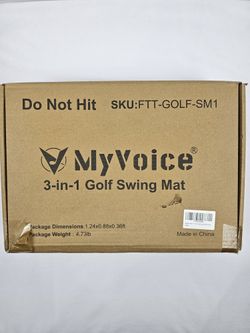 MyVoice 3 in 1 Golf Swing Mat Training Practice Mat with interchangeable surface