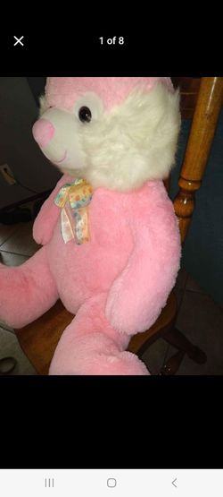 2-3' Large Pink Plush Bunny with Polka Dot Bow