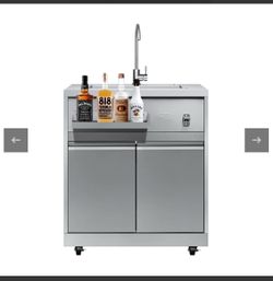 32 In. Sink With Cabinet In Stainless-Steel For Outdoor Kitchen (KM-OKS-SWC)