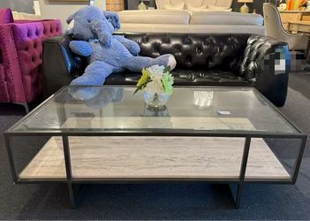 Glass Top Coffee Table with Lower Shelf，$320