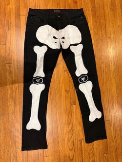 Black Skeleton Graphic Denim Jeans