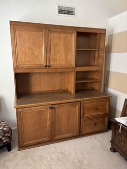 Expandable Computer desk with hutch and file drawers