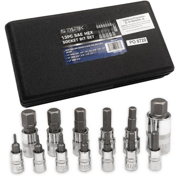 SAE Pro-Grade Hex Allen Bit Socket Set (13-Piece)