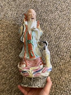 Vintage Chinese Porcelain Statue God Of Longevity 15”