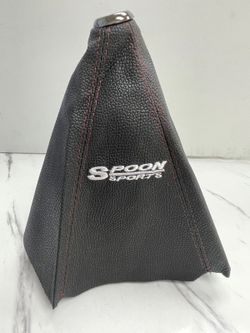 Brand New Universal Spoon Sports Leather PVC Red Stitching Leather Gear Manual Shifter Shift Knob Boot Cover