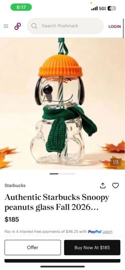 Authentic Starbucks Snoppy peanuts glass fall 2026