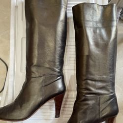 Charles Jordan Knee High Boots Pewter Color 