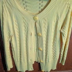 Nine West Yellow 3/4 Sleeve Cardigan