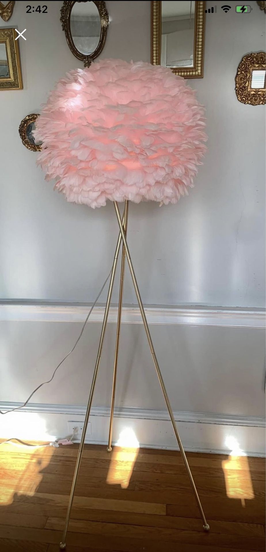 Rachel zoe pink feather floor outlet lamp